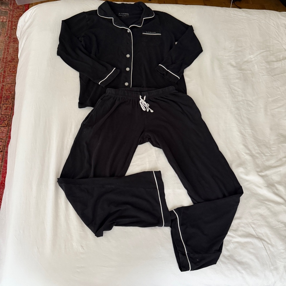 Hi Comfortable Black Cotton Jersey Pajama Set, XS
